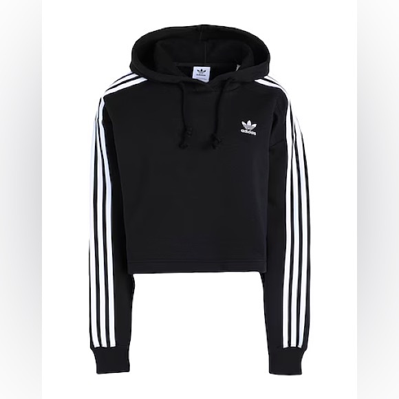 Adidas 3 stripes short hoodie-women- size xs-black and white - Picture 1 of 4